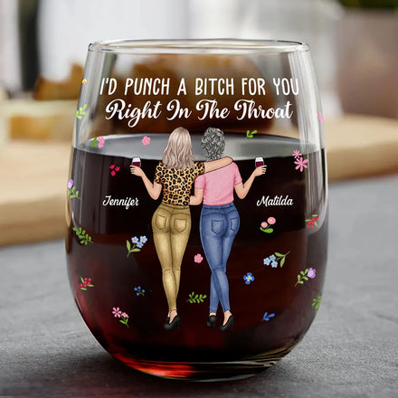 Meilleurs amis que je frapperais en pleine gorge - Verre à vin sans pied personnalisé