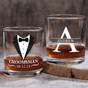 Gift For Brothers, Gift For Bestie, Wedding - Groomsman Monogram Name - Personalized Whiskey Glass