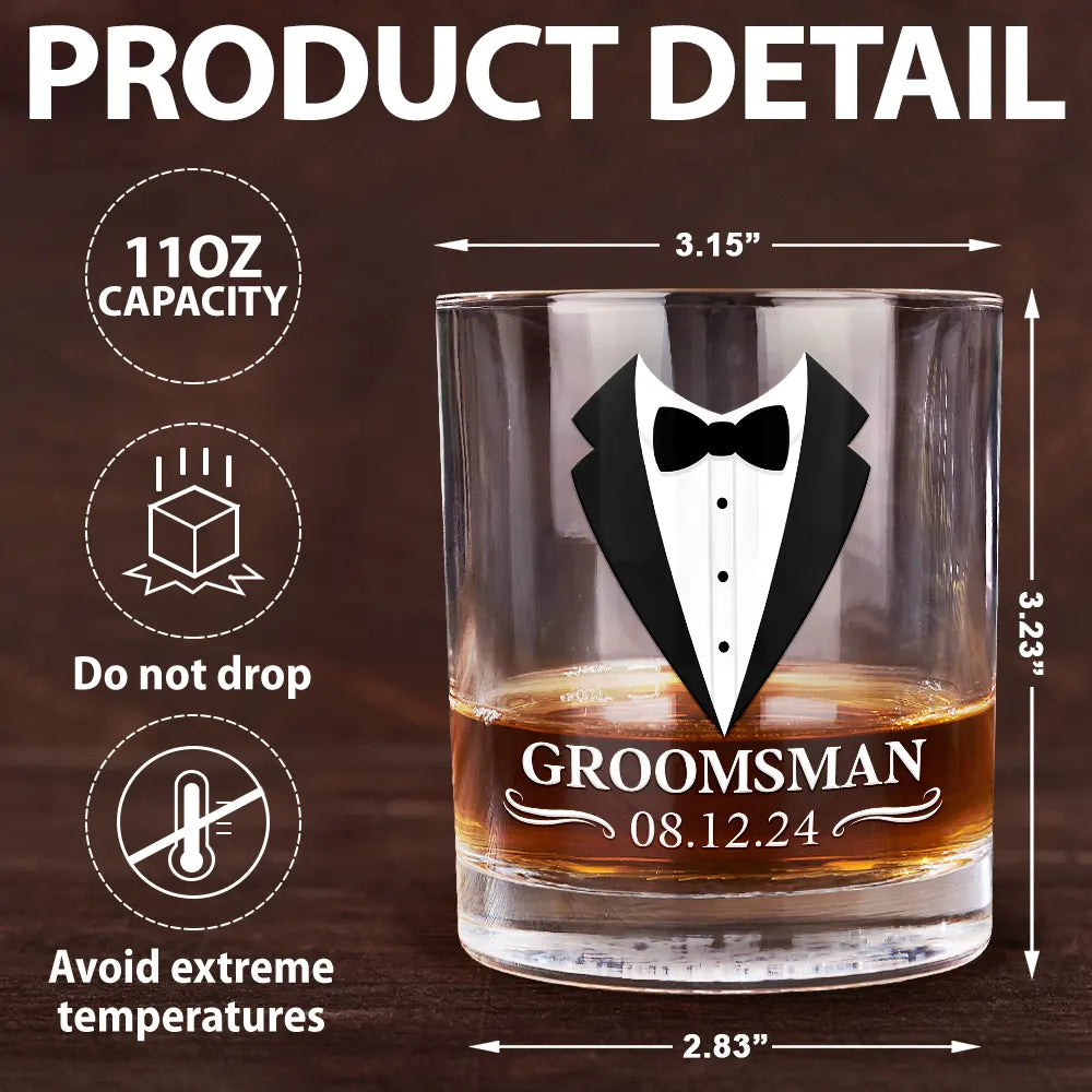 Gift For Brothers, Gift For Bestie, Wedding - Groomsman Monogram Name - Personalized Whiskey Glass