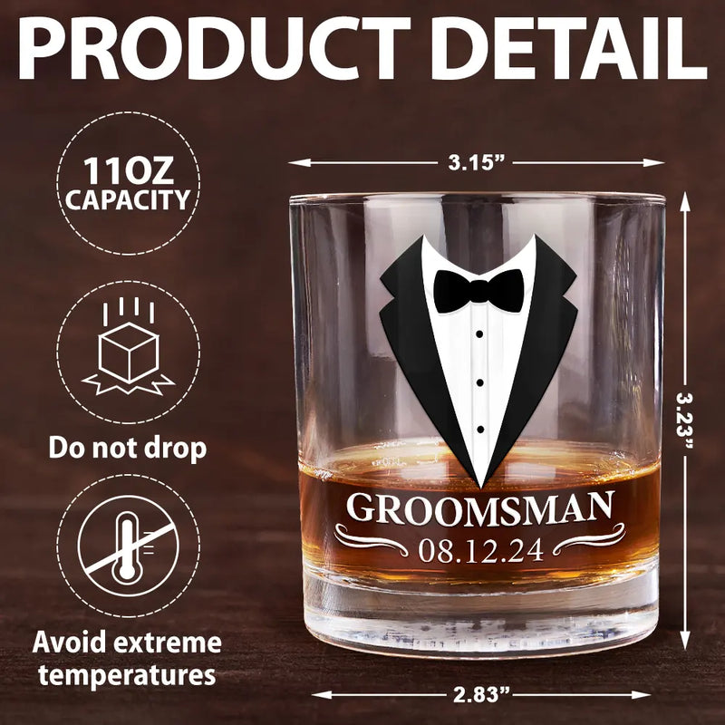 Gift For Brothers, Gift For Bestie, Wedding - Groomsman Monogram Name - Personalized Whiskey Glass