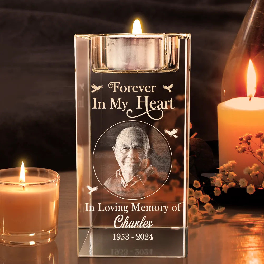 Memorial,Family,Sad,Custom Photo - Custom Photo I'm Always With You Memorial - Personalized Crystal Candle Holder