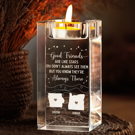 Good Friends Are Like Stars - Personalized Crystal Candle Holder