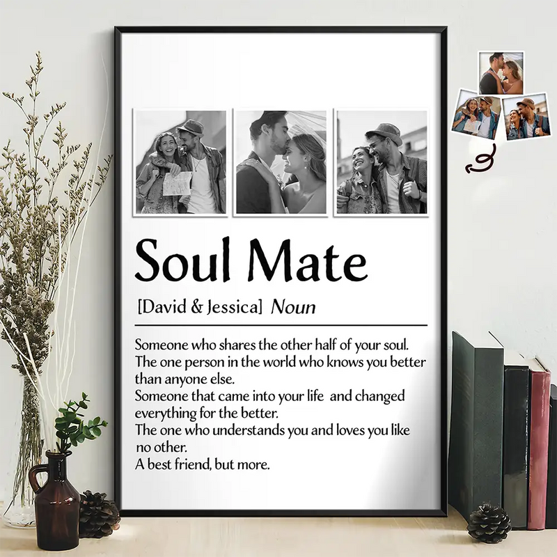 Gift For Couples, Gift For Husband, Gift For Boyfriend, Gift For Girlfriend, Gift For Wife - Custom Photo Couple Soul Mate - Personalized Poster