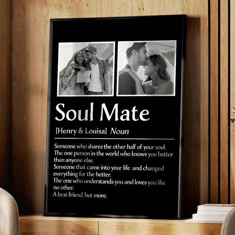 Gift For Couples, Gift For Husband, Gift For Boyfriend, Gift For Girlfriend, Gift For Wife - Custom Photo Couple Soul Mate - Personalized Poster
