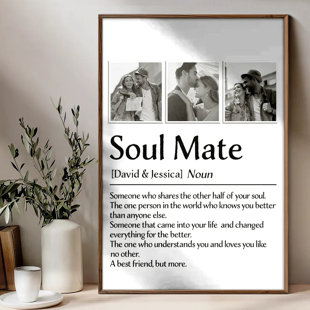 Gift For Couples, Gift For Husband, Gift For Boyfriend, Gift For Girlfriend, Gift For Wife - Custom Photo Couple Soul Mate - Personalized Poster