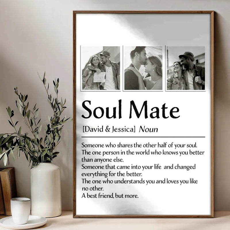 Gift For Couples, Gift For Husband, Gift For Boyfriend, Gift For Girlfriend, Gift For Wife - Custom Photo Couple Soul Mate - Personalized Poster