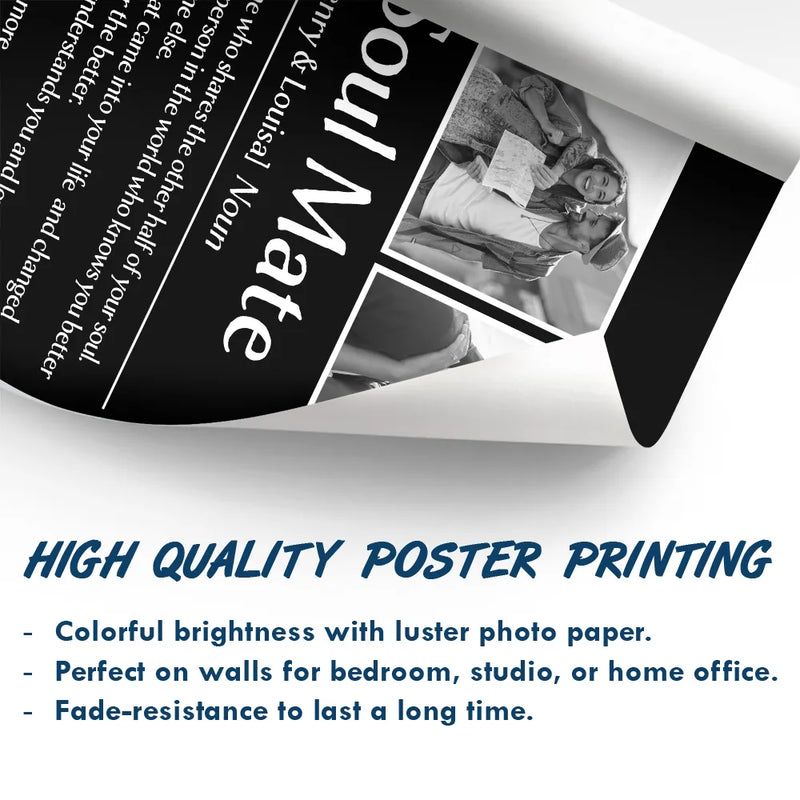 Gift For Couples, Gift For Husband, Gift For Boyfriend, Gift For Girlfriend, Gift For Wife - Custom Photo Couple Soul Mate - Personalized Poster