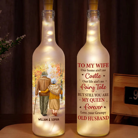 Couple à ma femme Notre maison n'est pas un château - Bouteille lumineuse personnalisée
