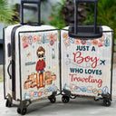 Gift For Women, Travel, Gift For Men, Gift For Yourself - Just A Girl Who Loves Traveling - Personalized Clear Luggage Cover