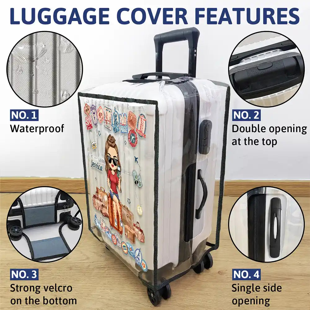 Gift For Women, Travel, Gift For Men, Gift For Yourself - Just A Girl Who Loves Traveling - Personalized Clear Luggage Cover