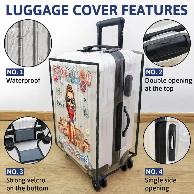 Gift For Women, Travel, Gift For Men, Gift For Yourself - Just A Girl Who Loves Traveling - Personalized Clear Luggage Cover
