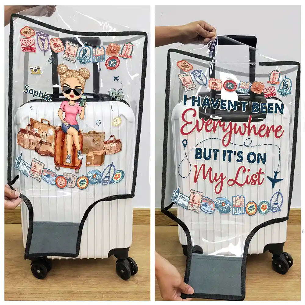 Gift For Women, Travel, Gift For Men, Gift For Yourself - Just A Girl Who Loves Traveling - Personalized Clear Luggage Cover