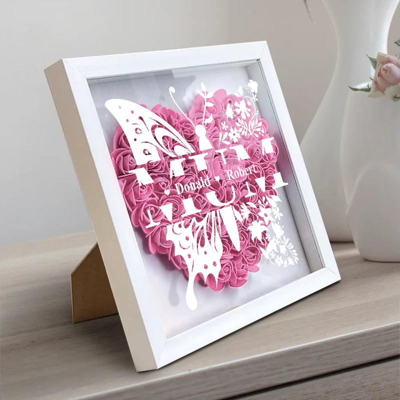 Gift For Grandma, Gift For Mother - Mom Grandma Nana Butterfly - Personalized Flower Shadow Box