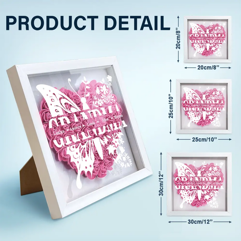 Gift For Grandma, Gift For Mother - Mom Grandma Nana Butterfly - Personalized Flower Shadow Box