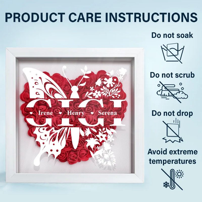 Gift For Grandma, Gift For Mother - Mom Grandma Nana Butterfly - Personalized Flower Shadow Box