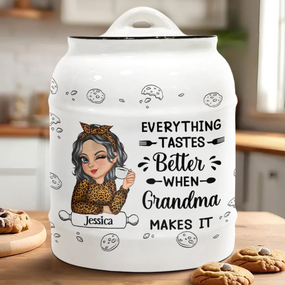 Everything Tastes Better When Grandma Makes It - Personalized Cookie Jar