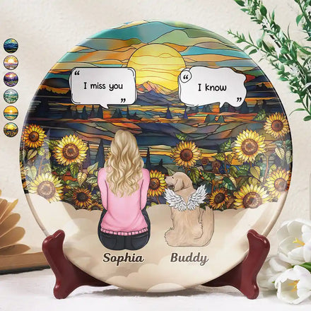 Plaque en céramique personnalisée « I Miss You » pour chien et chat