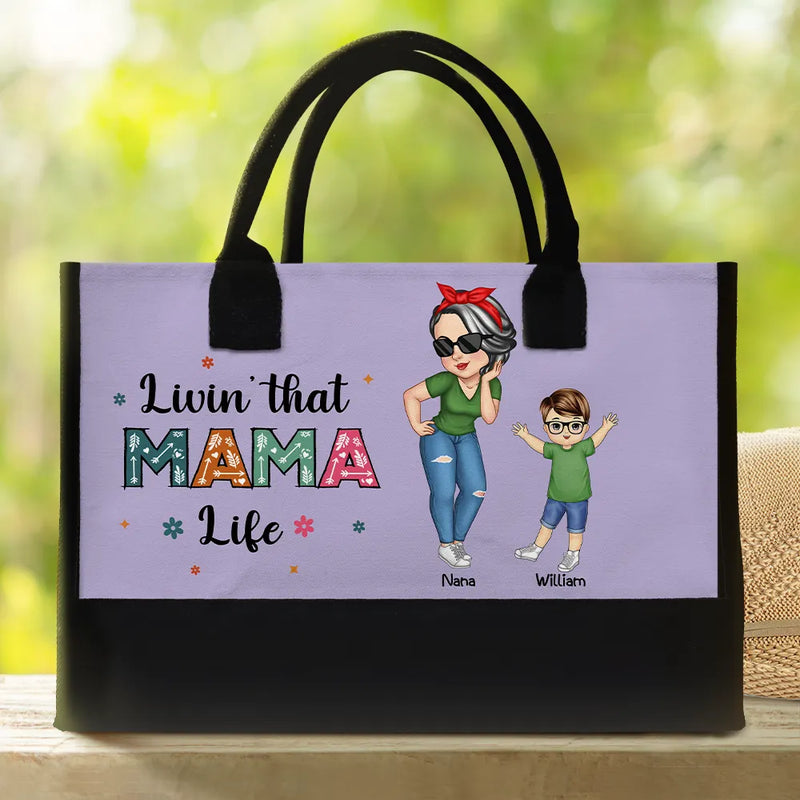 Gift For Grandma, Grandma - Grandkids, Gift For Mother - Living That Grandma Life - Personalized Canvas Tote Bag
