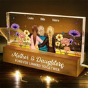Gift For Mother, Mom - Daughters (Adult), Love, Gift For Daughter - Mother & Daughter Forever Linked Together Birth Flower Garden - Personalized Rectangle LED Light