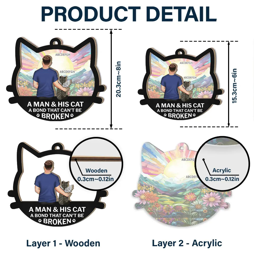 Pet Lovers,Cat Lovers,Cat Mom,Cat Dad - Cat Mom Cat Dad A Bond That Can't Be Broken - Personalized Window Hanging Suncatcher Ornament