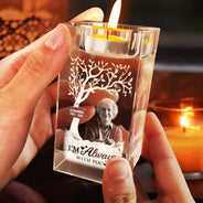 Custom Photo, Memorial, Parents, Sad, Family - Custom Photo Memorial I'm Always With You - Personalized Crystal Candle Holder