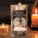 Memorial,Family,Sad,Custom Photo - Custom Photo Although You Cannot See Me I'm Always With You - Personalized Crystal Candle Holder