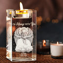 Memorial,Family,Sad,Custom Photo - Custom Photo Although You Cannot See Me I'm Always With You - Personalized Crystal Candle Holder