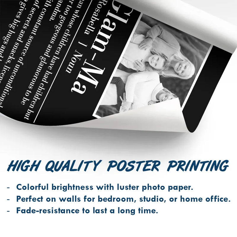 Gift For Grandma,Gift For Women - Custom Photo Glamma A Constant Source Of Unconditional Love - Personalized Poster