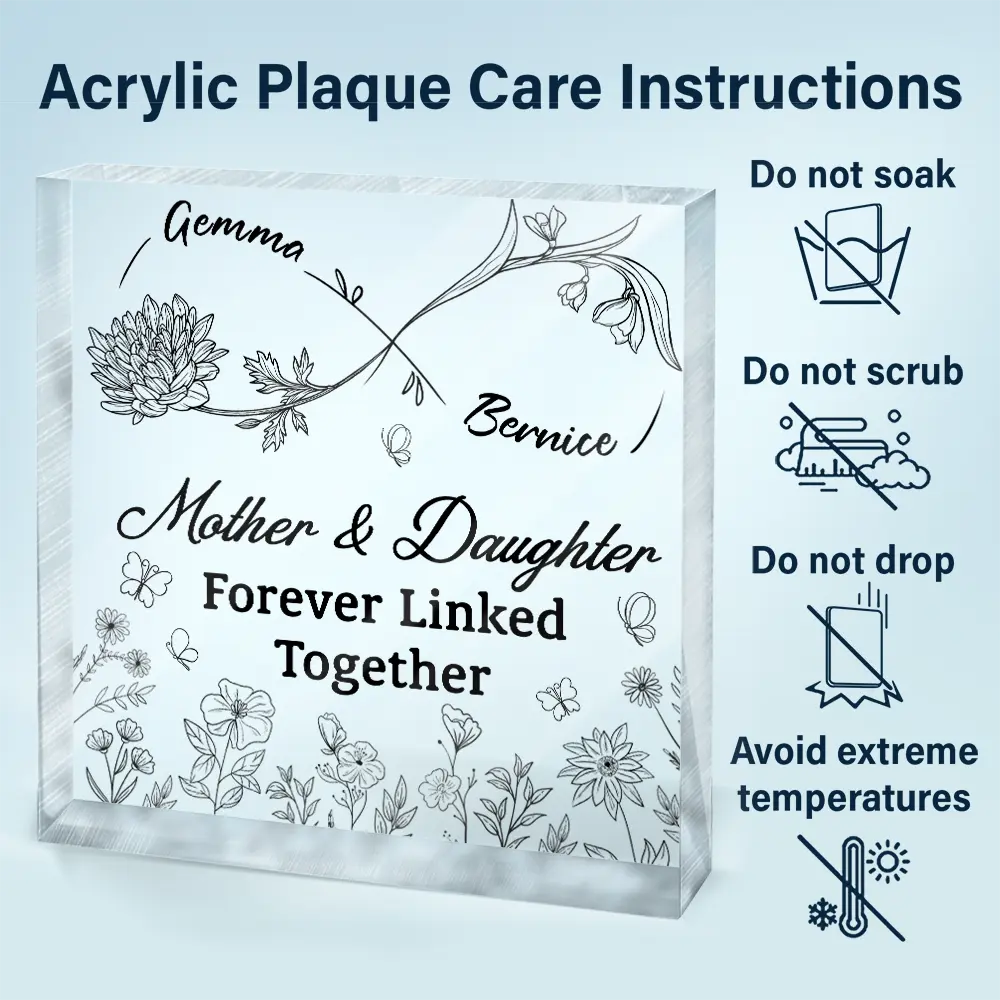 Gift For Mother, Gift For Daughter, Mom - Daughters (Adult), Mom - Daughters (Young), Love - The Love Between Mother & Daughter Is Forever Infinity - Personalized Square Shaped Acrylic Plaque