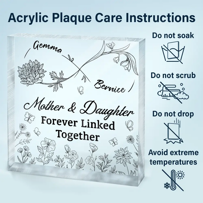 Gift For Mother, Gift For Daughter, Mom - Daughters (Adult), Mom - Daughters (Young), Love - The Love Between Mother & Daughter Is Forever Infinity - Personalized Square Shaped Acrylic Plaque