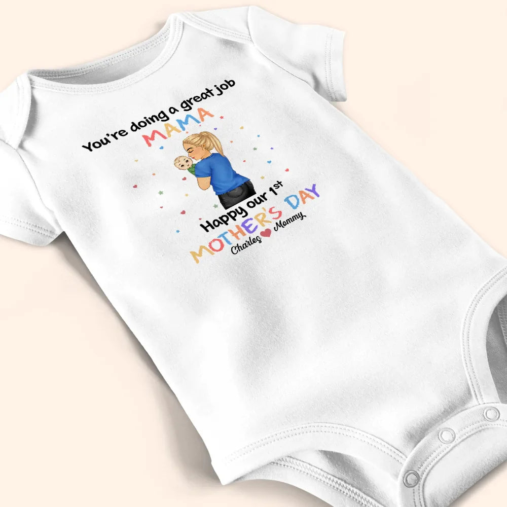 New Mom, Gift For Mother, New baby, Happy - You're Doing A Great Job - Personalized Baby Onesie