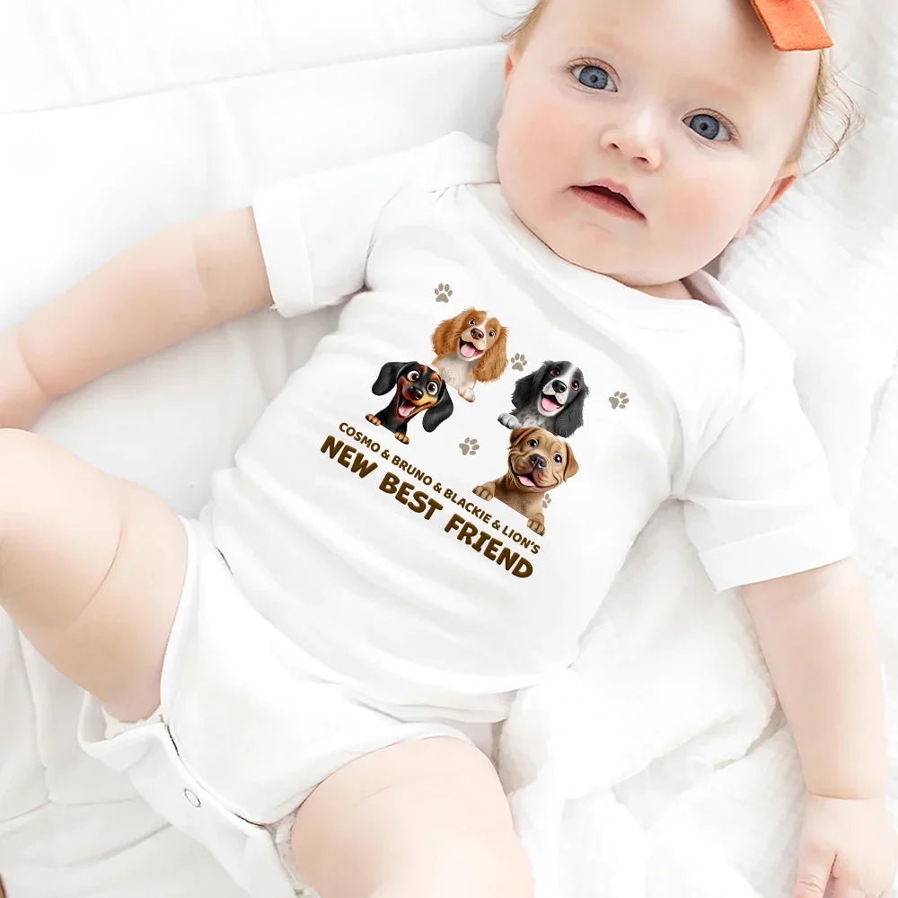 New baby,Dog Lovers,Pet Lovers,Happy,New Mom,New Dad - Baby New Best Friends - Personalized Baby Onesie
