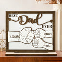 Gift For Father,Gift For Grandpa - Hand Punch Best Dad Grandpa Ever - Personalized Custom Shaped 2-Layered Wooden Plaque