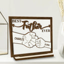 Gift For Father,Gift For Grandpa - Hand Punch Best Dad Grandpa Ever - Personalized Custom Shaped 2-Layered Wooden Plaque