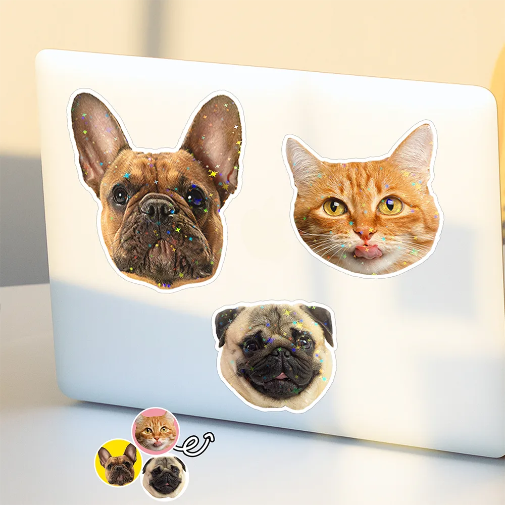 Custom Photo Dog Cat Pet Portrait - Personalized Custom Peel-out Hologram Sticker