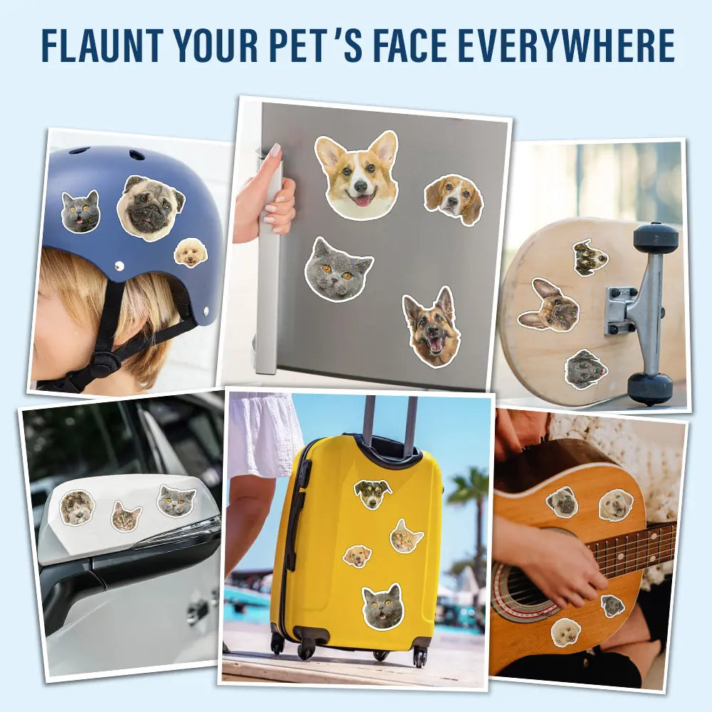 Pet Lovers - Custom Photo Dog Cat Pet Portrait - Personalized Custom Peel-out Hologram Sticker