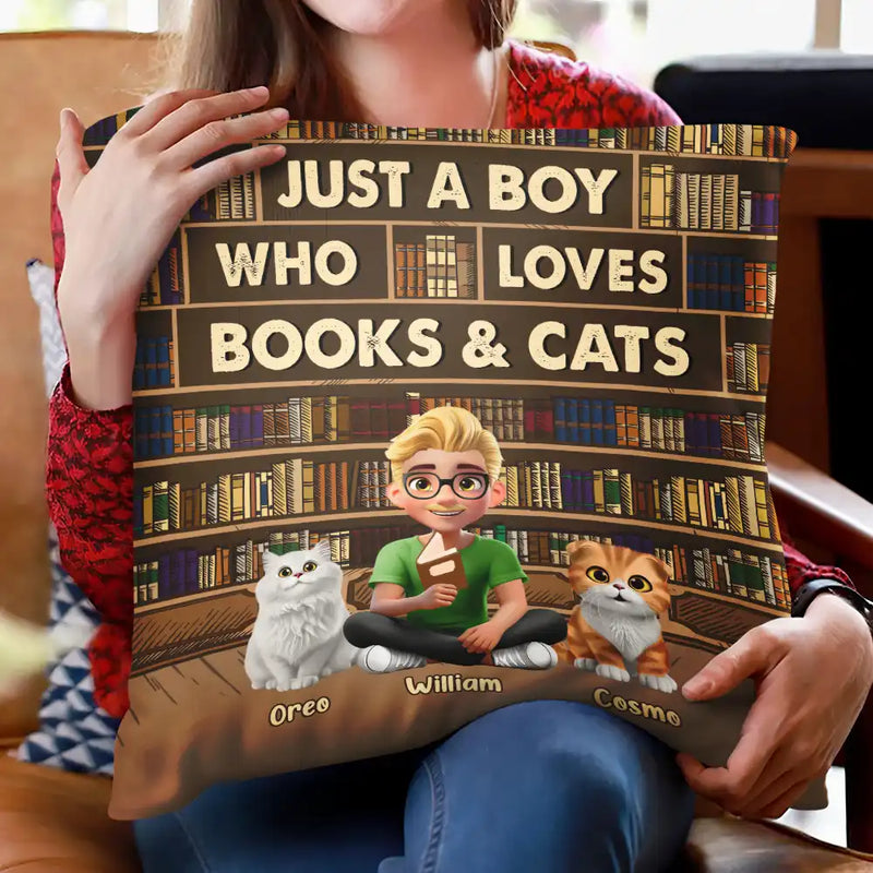 Dog Lovers,Pet Lovers,Happy,Dog Mom,Reading - Just A Girl Who Loves Books & Dogs - Personalized Pillow