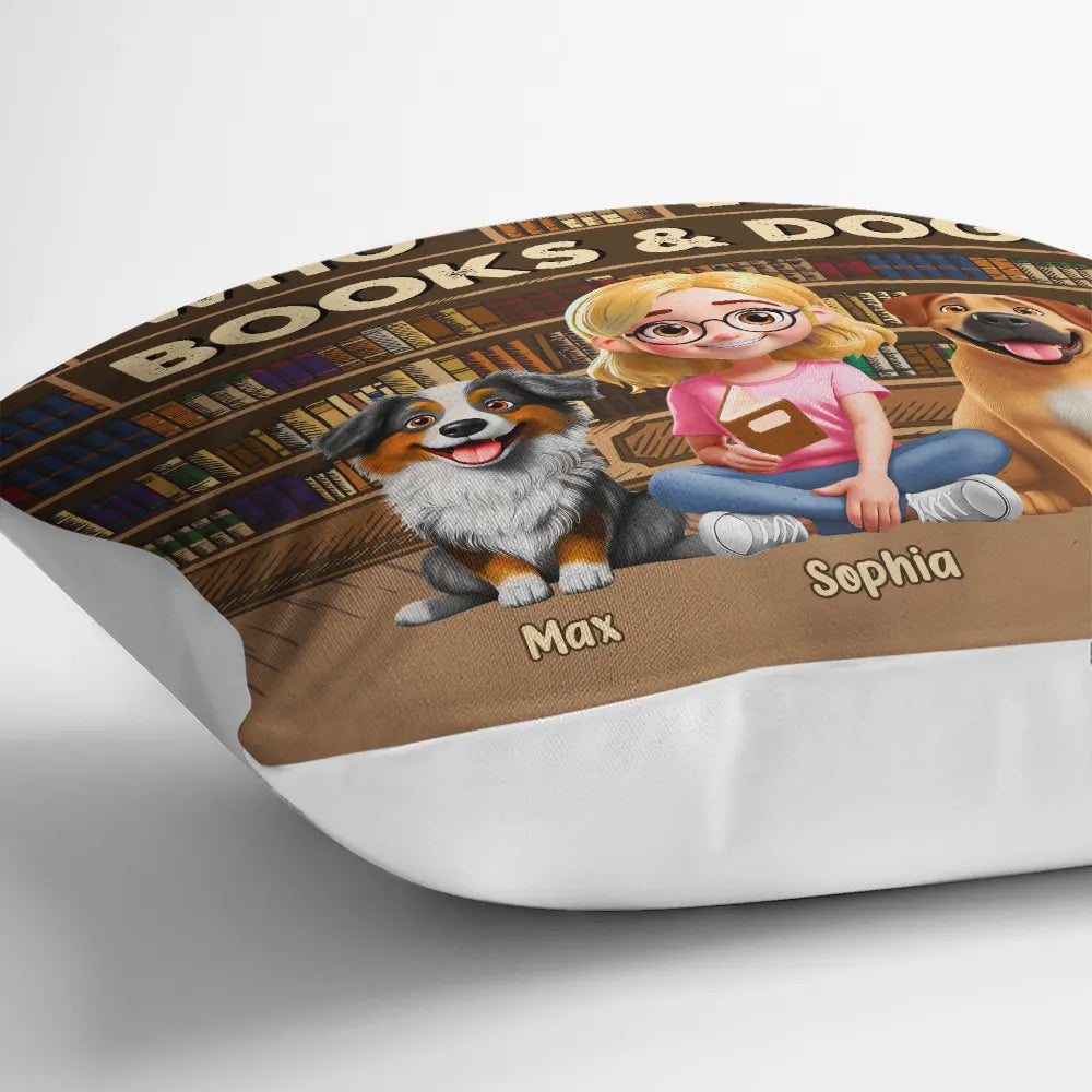 Dog Lovers,Pet Lovers,Happy,Dog Mom,Reading - Just A Girl Who Loves Books & Dogs - Personalized Pillow