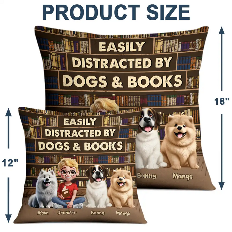 Dog Lovers,Pet Lovers,Happy,Dog Mom,Reading - Just A Girl Who Loves Books & Dogs - Personalized Pillow