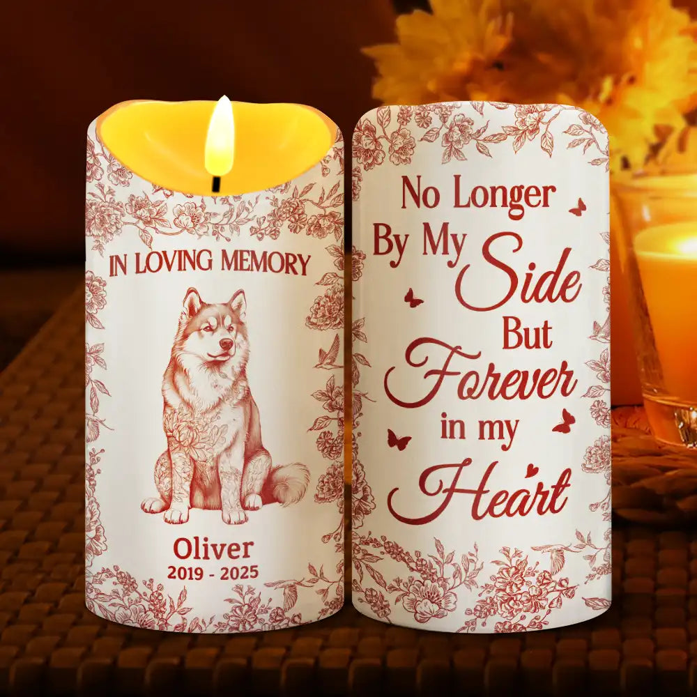 Memorial,Christmas,Pet Lovers,Pet Mom,Pet Dad,Dog Lovers,Dog Mom,Dog Dad,Cat Lovers,Cat Mom,Cat Dad - Your Light Will Always Shine In My Heart Memorial Dog Cat - Personalized Flameless LED Candle