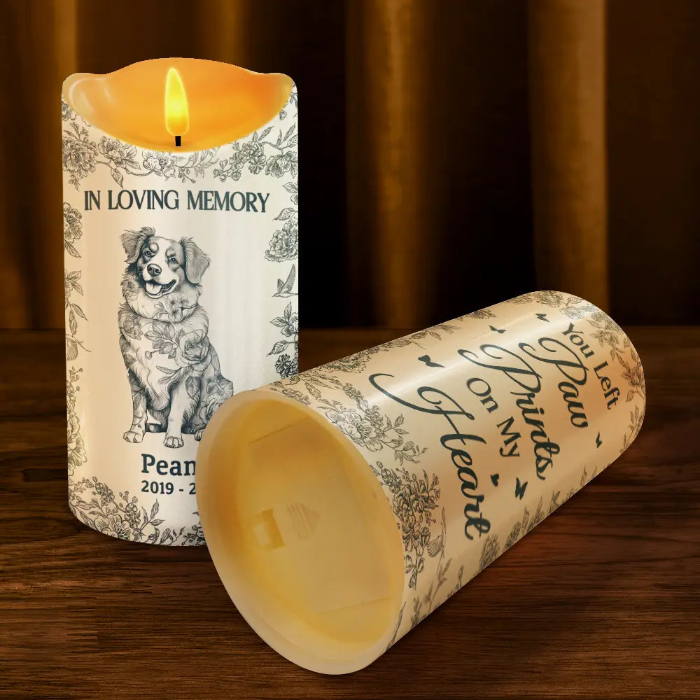 Memorial,Christmas,Pet Lovers,Pet Mom,Pet Dad,Dog Lovers,Dog Mom,Dog Dad,Cat Lovers,Cat Mom,Cat Dad - Your Light Will Always Shine In My Heart Memorial Dog Cat - Personalized Flameless LED Candle