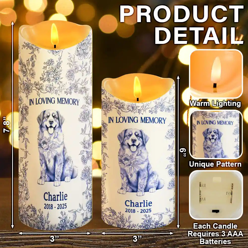 Memorial,Christmas,Pet Lovers,Pet Mom,Pet Dad,Dog Lovers,Dog Mom,Dog Dad,Cat Lovers,Cat Mom,Cat Dad - Your Light Will Always Shine In My Heart Memorial Dog Cat - Personalized Flameless LED Candle