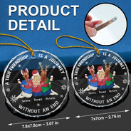 Gift For Bestie,Gift For Sisters,Gift For Women,Gifts For Colleagues,Happy,Christmas - Bestie A True Friendship Is A Journey Without An End - Personalized Circle Glass Ornament