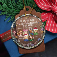 Gift For Bestie,Gift For Sisters,Gift For Women,Gifts For Colleagues,Happy,Christmas - No One Will Ever Be As Entertained By Us As Us Bestie - Personalized Circle Glass Ornament