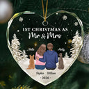 Premier Noël en tant que M. et Mme Chien Chat - Décoration en verre personnalisée en forme de cœur 