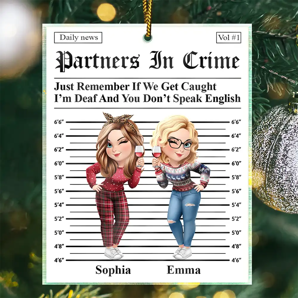 3D Effect Besties Turban Partners In Crime Daily News - Personalized Custom Shaped Acrylic Ornament