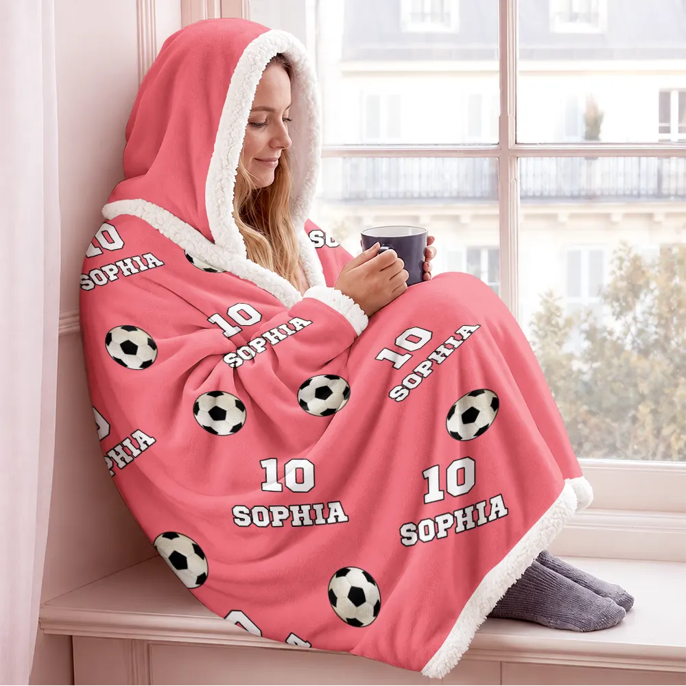 Gift For Yourself,Gift For Women,Gift For Men,Football,Baseball,Basketball,Softball,Christmas,Happy - Sports Pattern Baseball Volleyball Basketball - Personalized Wearable Hooded Blanket