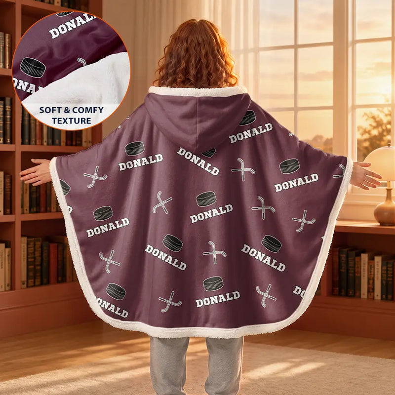 Gift For Yourself,Gift For Women,Gift For Men,Football,Baseball,Basketball,Softball,Christmas,Happy - Sports Pattern Baseball Volleyball Basketball - Personalized Wearable Hooded Blanket