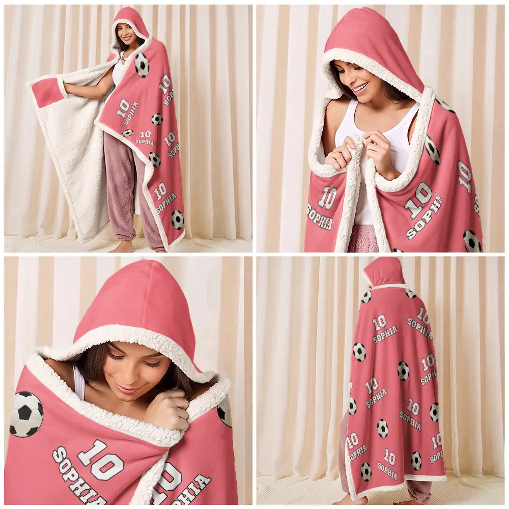 Gift For Yourself,Gift For Women,Gift For Men,Football,Baseball,Basketball,Softball,Christmas,Happy - Sports Pattern Baseball Volleyball Basketball - Personalized Wearable Hooded Blanket