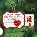 Old Couples,Gift For Husband,Gift For Wife,Gift For Boyfriend,Gift For Girlfriend,Christmas,Love - The Year I Found My Missing Piece Kissing Couples - Personalized Wooden Slide Ornament